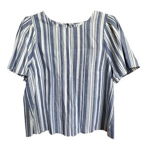 Cabi Linen Blend Striped Blue and White Women's Top Size XL Summer Spring